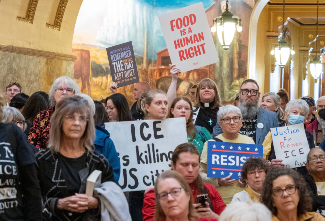 Protestors condemn ICE in rally at Kansas Statehouse